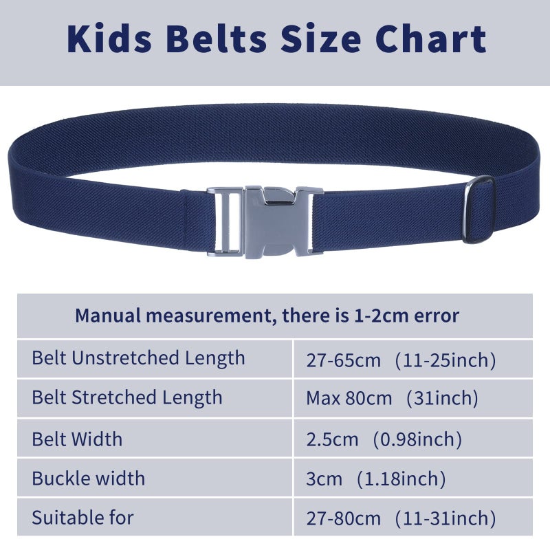 Kajeer Boy Kids Belt, Toddler Elastic Belts, Easy Clasp Adjustable Child Zinc Alloy Buckle Belt for Boys Girls 2 PCS (Navy Blue/Black) - Image 2